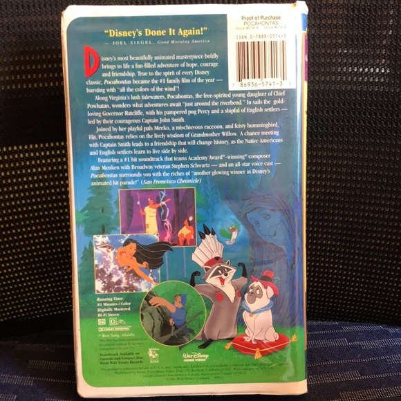 ***6 for $25*** Disney **Pocahontas** Cartoon VHS 📼 tape ~ movie 🎥 - Picture 2 of 5